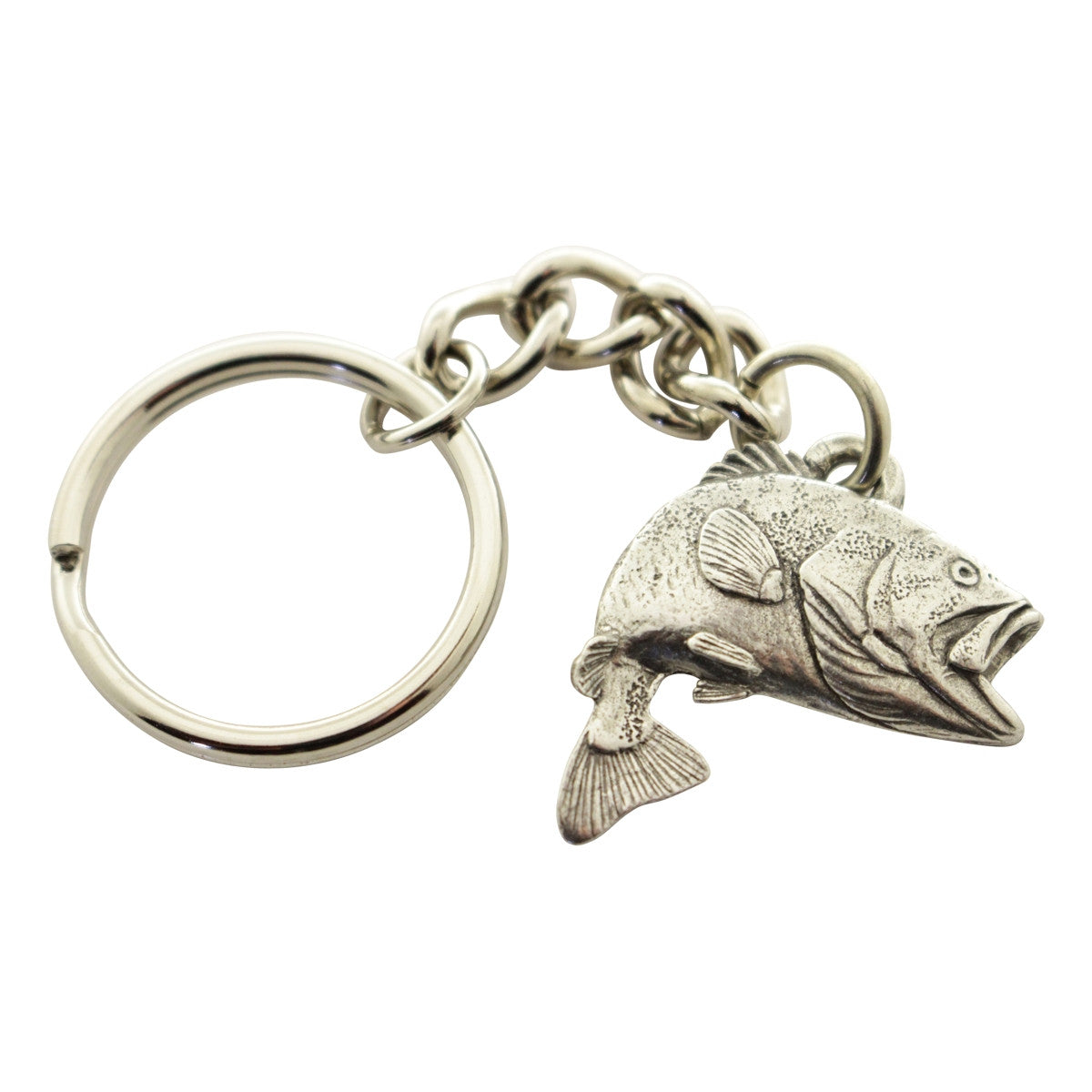 Largemouth Bass Facing Right Keychain ~ Antiqued Pewter ~ Keychain ~ Antiqued Pewter Keychain ~ Sarah's Treats & Treasures